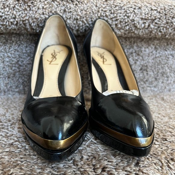 Yves Saint Laurent Women's Black Patent Leather Heels - Picture 5 of 11